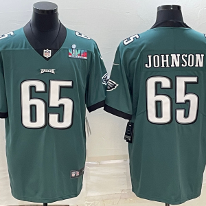 Men's Philadelphia Eagles #65 Lane Johnson Green Super Bowl LVII Patch Vapor Untouchable Limited Jersey