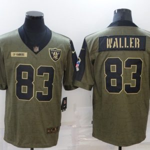 Men's Raiders #83 Darren Waller 2021 Olive Salute To Service Limited Jersey