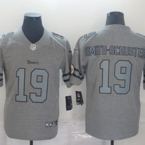 Men's Pittsburgh Steelers #19 JuJu Smith-Schuster 2019 Gray Gridiron Team Logo Limited Jersey