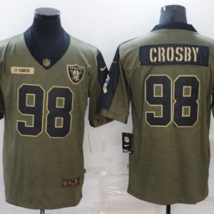 Men's Nike Raiders #98 Maxx Crosby 2021 Olive Salute To Service Limited Jersey