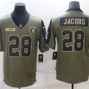 Men's Las Vegas Raiders Raiders #28 Josh Jacobs 2021 Olive Salute To Service Limited Jersey