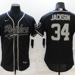 Men's Las Vegas Raiders Raiders #34 Bo Jackson Black Flex Base Elite Jersey