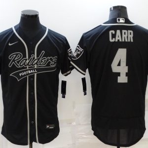 Men's Las Vegas Raiders Raiders #4 Derek Carr Black Flex Base Elite Jersey