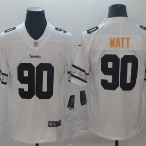 Men'sittsburgh Steelers #90 T. J. Watt White 2019 Team Logo Cool Edition Stitched Jersey