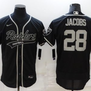 Men's Las Vegas Raiders Raiders #28 Josh Jacobs Black Flex Base Elite Jersey