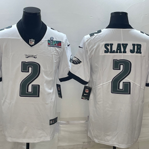 Men's Philadelphia Eagles #2 Darius Slay JR White Super Bowl LVII Patch Vapor Limited Jersey