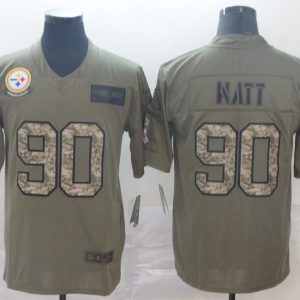 Men's Pittsburgh Steelers #90 T. J. Watt 2019 Olive/Camo Salute To Service Limited Jersey