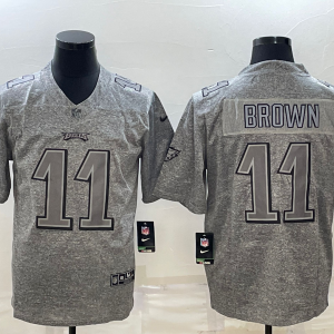 Men's Philadelphia Eagles #11 A. J. Brown Gray Limited Jersey