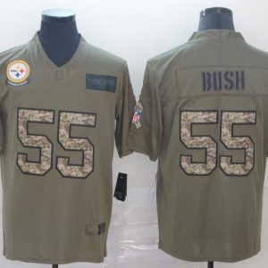 Men's Pittsburgh Steelers #55 Devin Bush 2019 Olive/Camo Salute To Service Limited Jersey