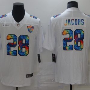 Men's Las Vegas Raiders Raiders #28 Josh Jacobs White Crucial Catch Limited Jersey