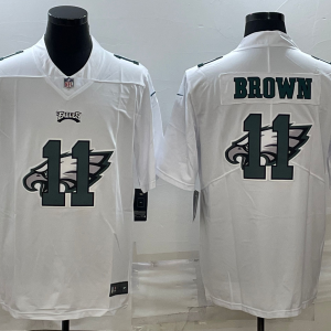 Men's Philadelphia Eagles #11 A. J. Brown White Shadow Logo Limited Limited Jersey