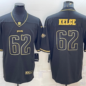 Men's Philadelphia Eagles #62 Jason Kelce Black Golden Edition Limited Jersey