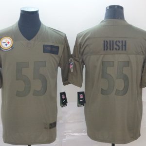 Men's Pittsburgh Steelers #55 Devin Bush 2019 Olive Salute To Service Limited Men Jersey