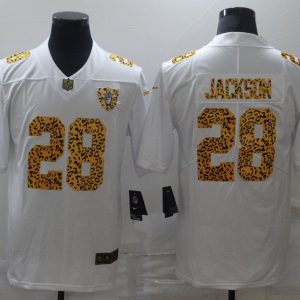 Men's Las Vegas Raiders Raiders #28 Josh Jacobs 2020 White Leopard Print Fashion Limited Jersey