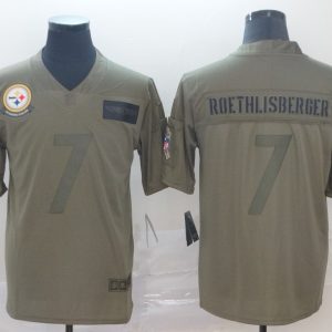 Nike Steelers #7 Ben Roethlisberger 2019 Olive Salute To Service Limited Men Jersey