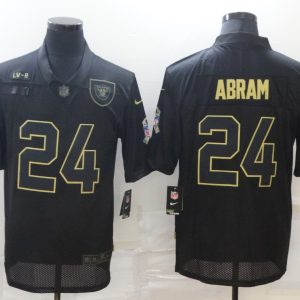 Men's Raiders #24 Abram Black Black/Gold Salute To Service Limited Jersey