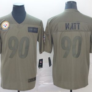 Nike Steelers #90 T. J. Watt 2019 Olive Salute To Service Limited Men Jersey