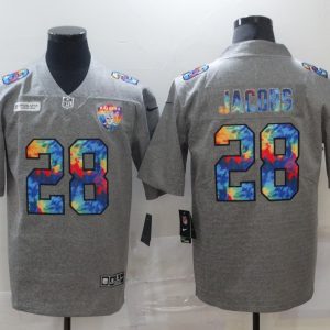 Men's Las Vegas Raiders Raiders #28 Josh Jacobs 2020 Grey Crucial Catch Limited Jerey