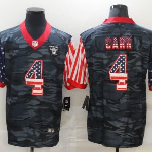 Men's Las Vegas Raiders Raiders  #4 Carr  2020 Camo USA Flag Limited Jersey