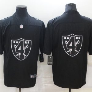Men's Raiders #4 Carr Black Black Shadow Logo Limited Jersey
