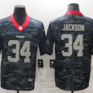 Men's Las Vegas Raiders Raiders #34 Jackson 2020 Black Camo Limited Jersey