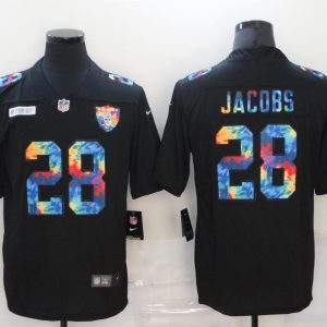 Men's Las Vegas Raiders Raiders #28 Josh Jacobs Black Rainbow Limited Jersey