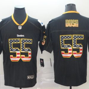 Nike Steelers #55 Devin Bush Black USA Flag Limited Men Jersey