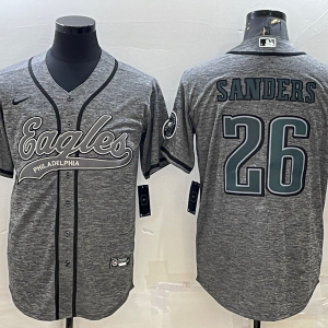 Men's Philadelphia Eagles #26 Miles Sanders Grey With Patch Limited Jersey