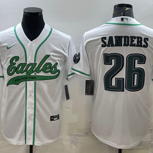 Men's Philadelphia Eagles #26 Miles Sanders White With Patch Limited Jersey