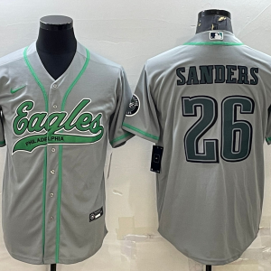 Men's Philadelphia Eagles #26 Miles Sanders Gray With Patch Limited Jersey