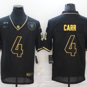 Men's Raiders #4 Carr Black Black/Gold Salute To Service Limited Jersey