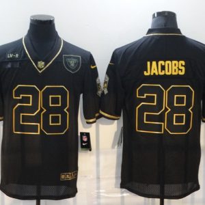 Men's Raiders #28 Josh Jacobs Black/Gold Salute To Service Limited Jersey