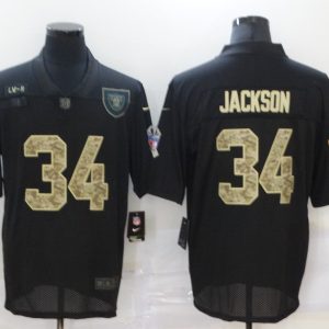 Men's Raiders #34 Jackson Black Camo Salute To Service Limited Jersey