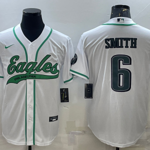 Men's Philadelphia Eagles #6 DeVonta Smith White With Patch Limited Jersey