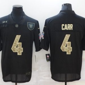 Men's Raiders #4 Carr Black Camo Salute To Service Limited Jersey