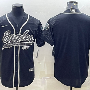 Men's Philadelphia Eagles Blank Black Reflective With Patch Limited Jersey