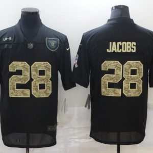 Men's Raiders #28 Josh Jacobs Black Camo Salute To Service Limited Jersey