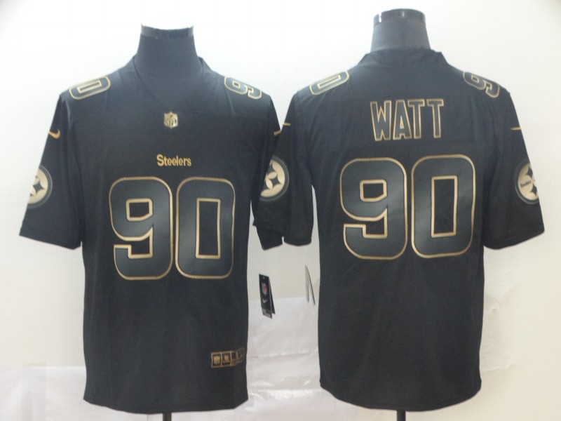 Nike Steelers #90 T.J. Watt Black Gold Vapor Untouchable Limited Men Jersey