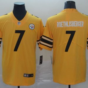 Nike Pittsburgh Steelers #7 Ben Roethlisberger Inverted Legend Gold Men Jersey