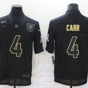 Men's Raiders #4 Carr 2020 Black Salute To Service Limited Jersey