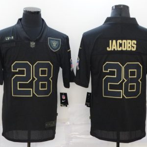 Men's Raiders #28 Josh Jacobs 2020 Black Salute To Service Limited Jersey
