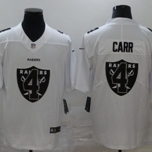 Men's Raiders #4 Carr White Shadow Logo Limited Jersey