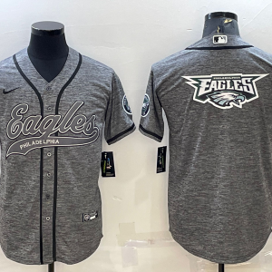 Men's Philadelphia Eagles Grey Team Big Logo With Patch Baseball Nike Jersey