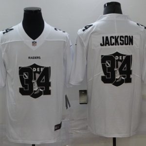 Men's Raiders #34 Jackson White Shadow Logo Limited Jersey