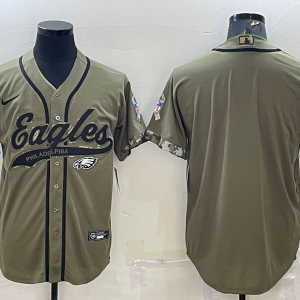 Men's Philadelphia Eagles Blank 2022 Olive Salute To Service Baseball Nike Jersey