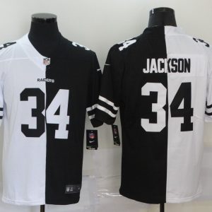 Men's Raiders #34 Jackson Black/White Split 2020 Vapor Untouchable Limited Jersey