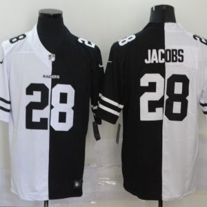 Men's Raiders #28 Josh Jacobs Black/White Split 2020 Vapor Untouchable Limited Jersey