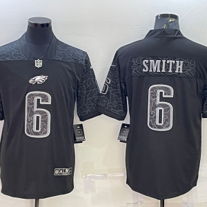 Men's Philadelphia Eagles #6 DeVonta Smith Black Reflective Limited Jersey