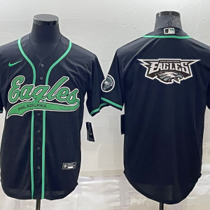 Men's Philadelphia Eagles Black Team Big Logo With Patch Baseball Nike Jersey