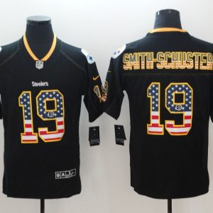 Nike 2018 Pittsburgh Steelers 19 Smith-schuster USA Flag Fashion Black Color Rush Limited Jersey